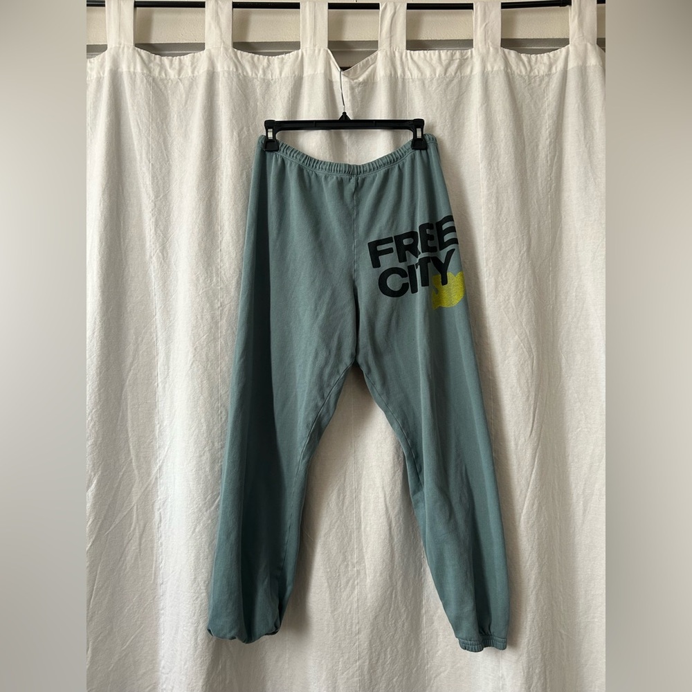 Freecity Teal Joggers with Black and Yellow Logo